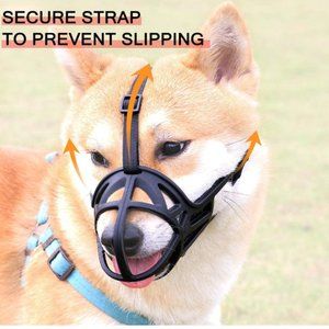 Dog Muzzle, Breathable Basket Muzzle to Prevent Barking, Biting and Chewing, Hum